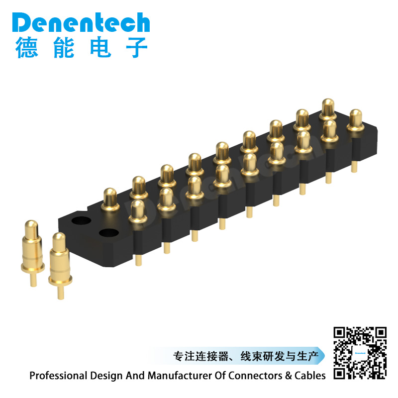 Denentech customized 3.0MM H2.5MM dual row male straight DIP pogo pin connector